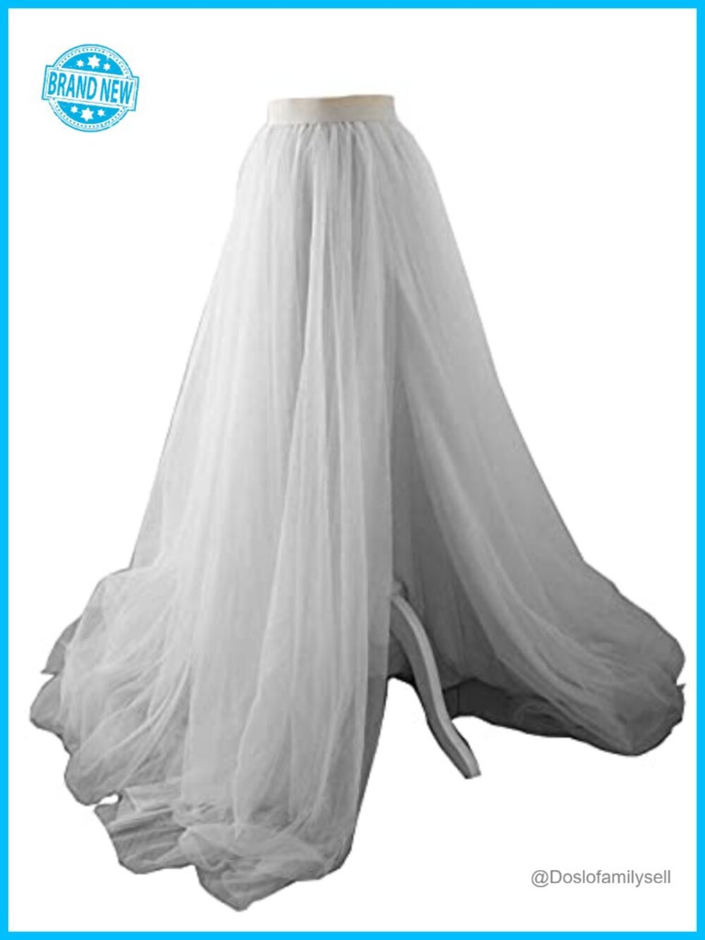 Adult Long Floor Length Tulle Evening Skirt, High Rise Slit Prom Party
